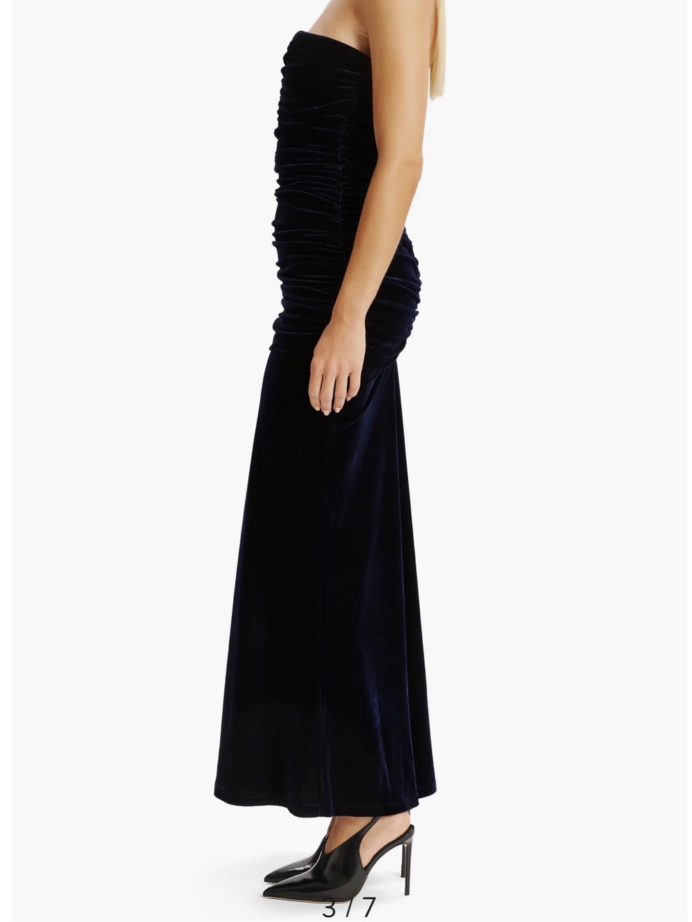 Bardot Elvira Velvet Strapless Navy Gown - Picture 4 of 11